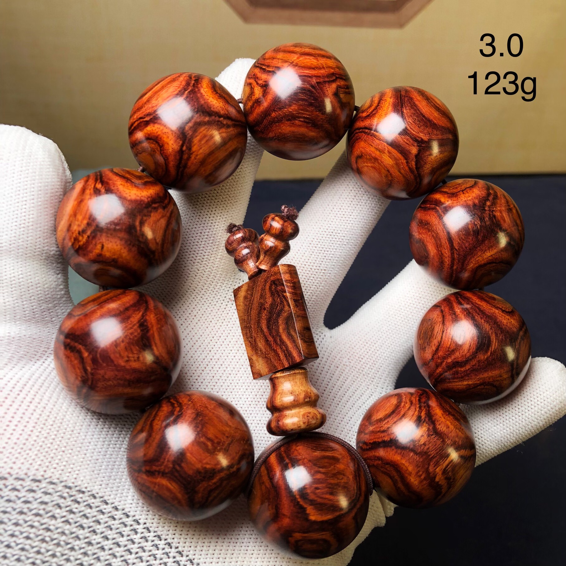 海南黄花梨手串3.0鬼脸鬼眼佛珠手链文玩念珠海黄油梨男女通用