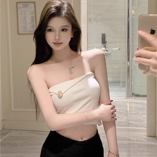 春装纯欲风性感甜辣打底抹胸背心女外穿高腰露脐短款内搭无袖上衣