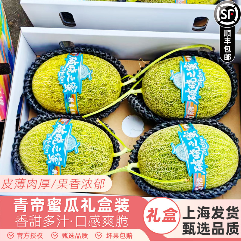 破晓之蜜青帝蜜瓜香甜脆原箱4个礼盒装新鲜水果哈密瓜绿瓢瓜顺丰