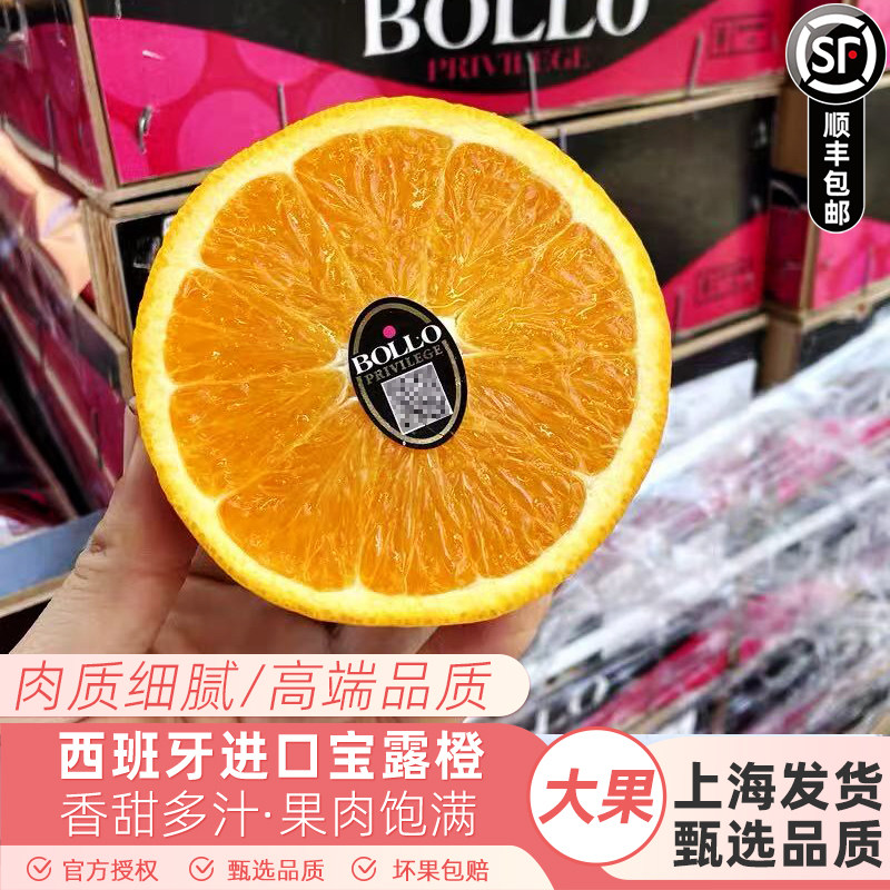 西班牙进口宝露橙BOLLO皇冠橙大果皮薄脐橙当季时令新鲜水果顺丰