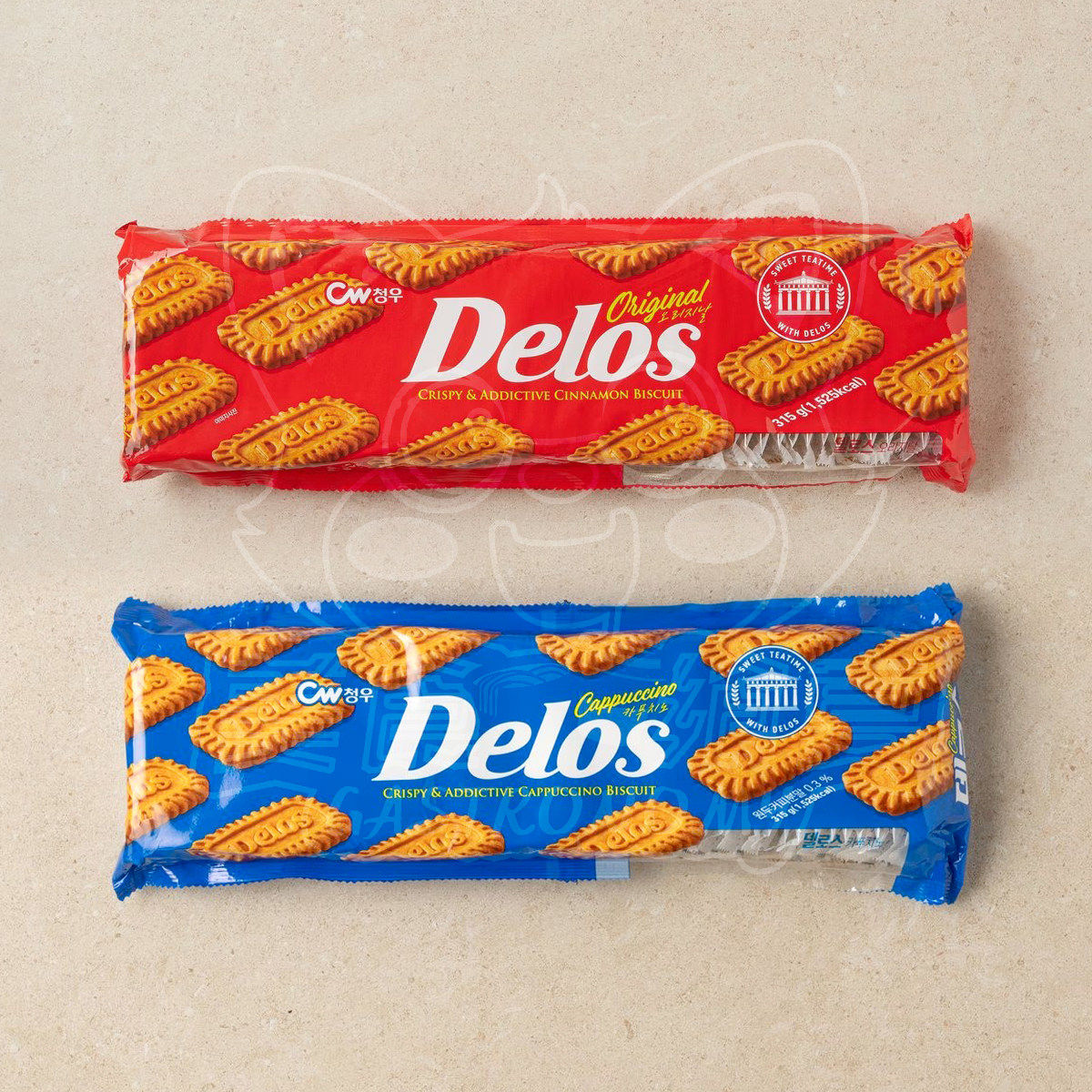 韩国进口零食cw卡布奇诺饼干桂皮 咖啡搭子休闲零食 独立包装50片