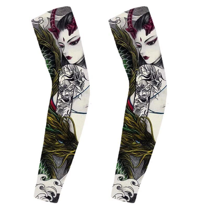 韩国冰丝纹身袖套花臂无缝护臂男女手袖夏季袖子冰爽袖防晒套袖手