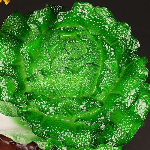 水晶玉白菜摆件 酒柜玄关家居客厅装饰品房间布置 新店铺开业礼i.