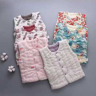 婴幼儿棉花马甲保暖男女宝宝冬纯棉针织柔和舒适手工外穿
