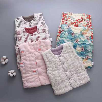 婴幼儿棉花马甲保暖男女宝宝冬纯棉针织柔和舒适手工外穿