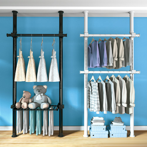 顶天立地衣柜晾衣架置物架置衣架挂衣架落地室内卧室家用伸缩杆子