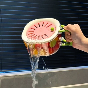 奶油风沥水篮洗水果神器双层食品级加厚多功能壁挂果盘果篮厨房