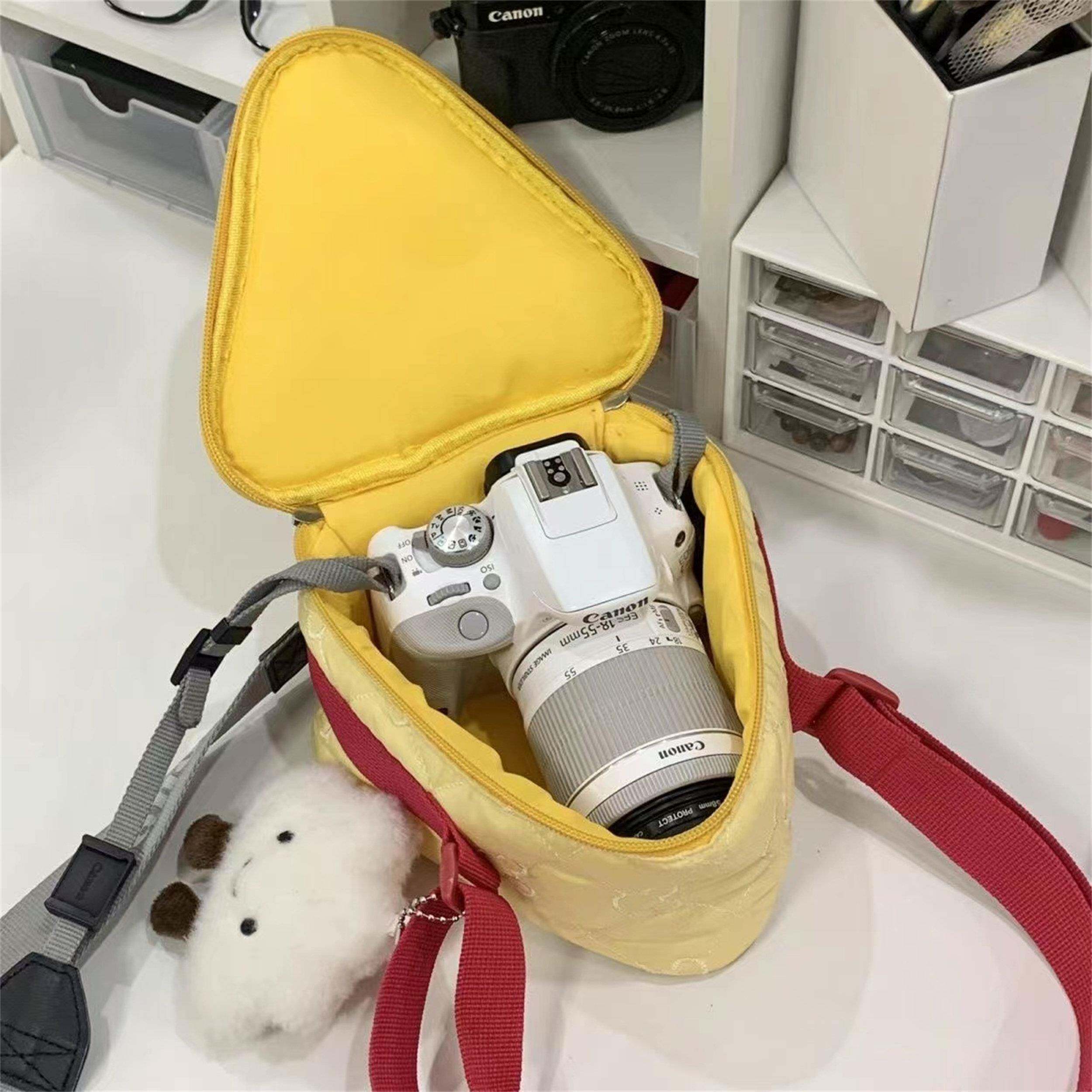 可爱奶酪拍立得相机包包女化妆品收纳包单肩斜挎包防碰撞保护套