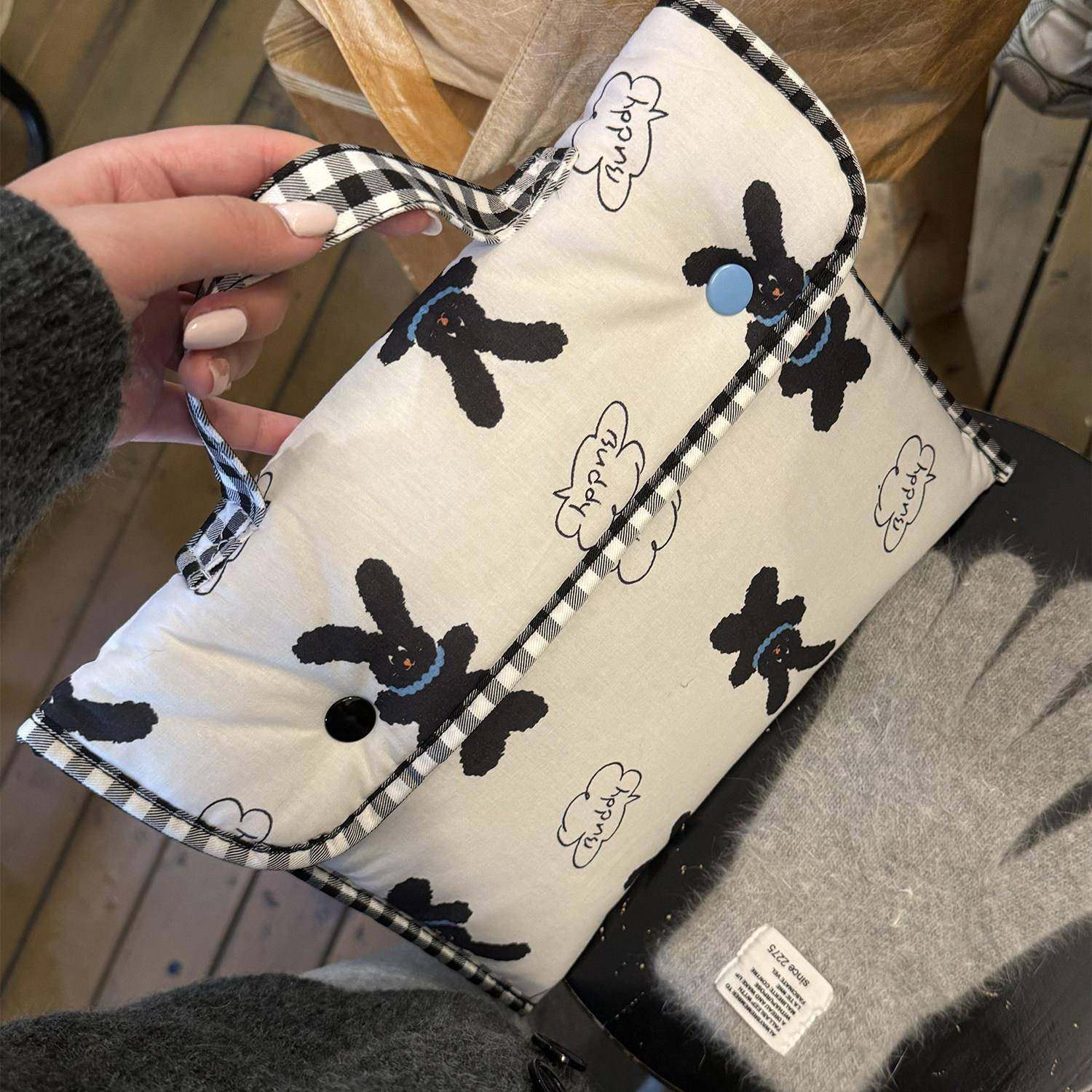 韩国ins博主款电脑包可爱黑色兔子11寸ipad保护套14寸苹果华为笔记本平板收纳包女生外出通勤专用手提内胆包