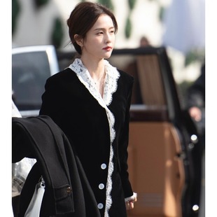 2025秋冬新款同款衣服白露为名穿搭秋冬西装显瘦中长款郑书意外套