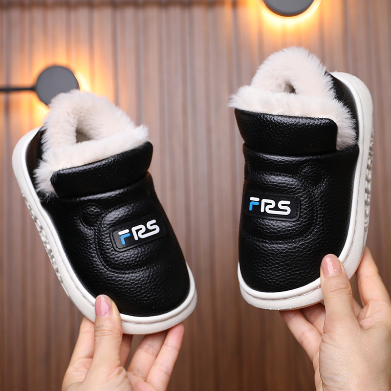 儿童棉鞋冬季加绒加厚棉拖鞋防水防滑雪地靴中小童男女宝宝皮棉鞋