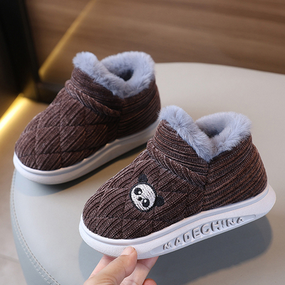 可爱儿童包跟棉拖鞋冬季加绒加厚保暖居家鞋男童女童防滑厚底棉鞋