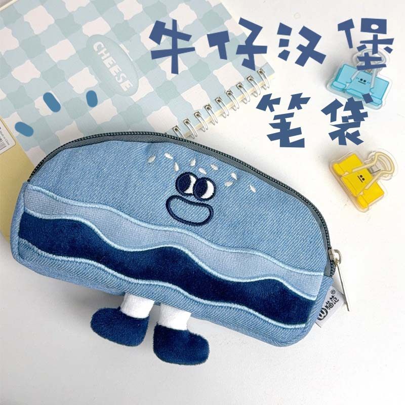 猫范牛仔布笔袋原创收纳袋