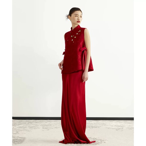 出租新中式婚服红色订婚礼服裙女敬酒服新娘结婚当天便装旗袍衣服