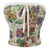 新款 塑身衣 杏花女士抹胸性感拉链宫廷塑身上衣胸衣马甲刻花短款