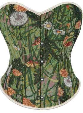 2025新款花绿色无花边女士托胸聚拢宫廷无袖时尚塑身上衣corset