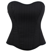 2025年新款 欧美黑色条纹拉链托胸束腰美体女士宫廷塑身衣corset