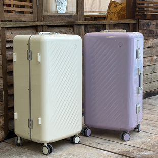 出口日本高端行李箱女铝框旅行箱26寸静音万向轮大容量运动拉杆箱
