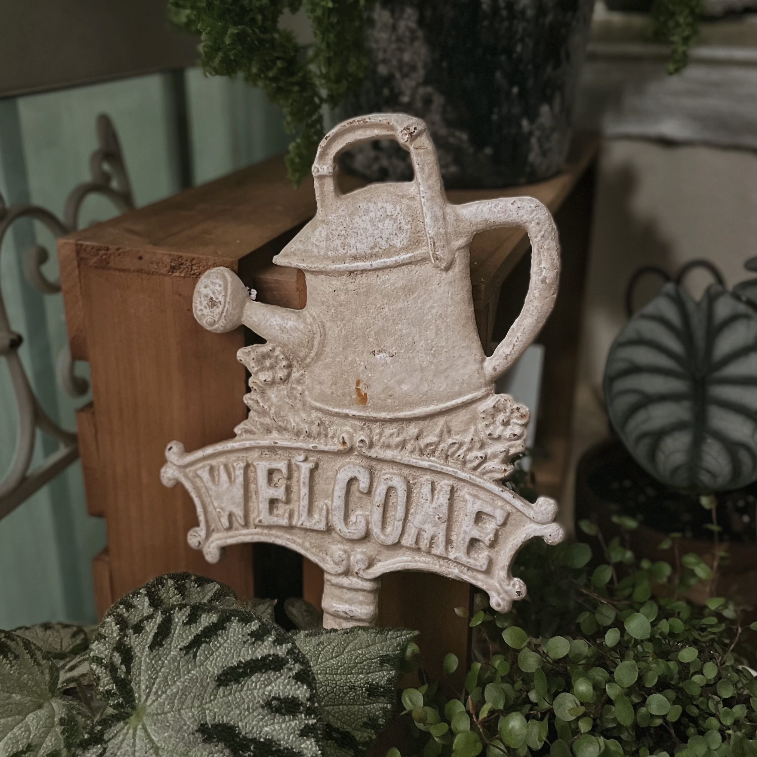 铸铁做旧洒水壶欢迎花插花园装饰