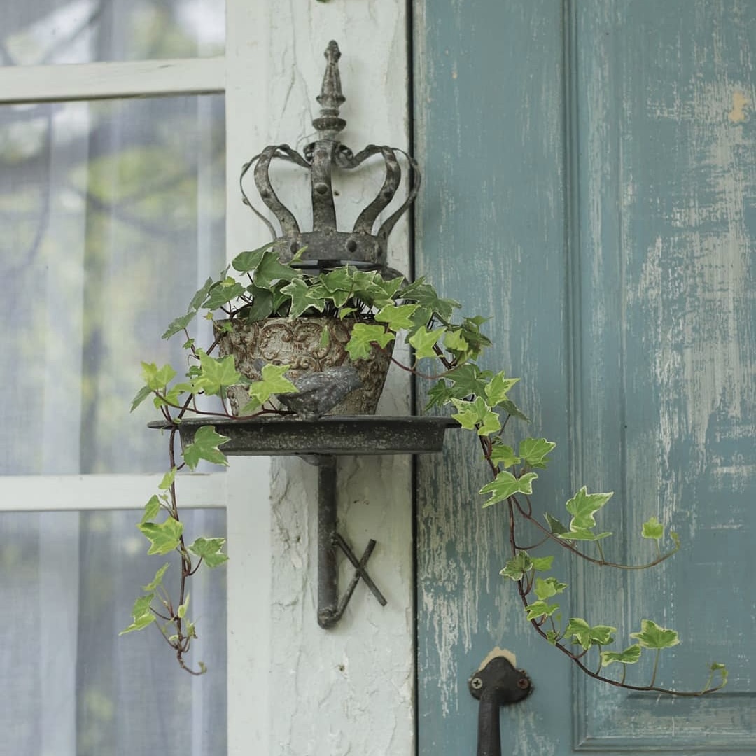 铁艺复古做旧小鸟皇冠壁挂托盘鸟食盆花园装饰拿货摆件