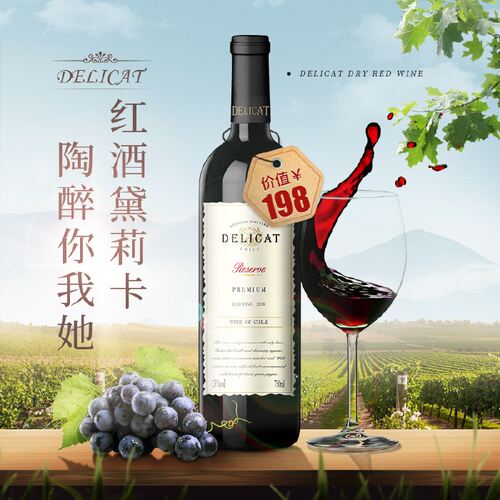 智利 黛莉卡红酒干红葡萄酒 日常餐酒单瓶双瓶 整箱 优惠