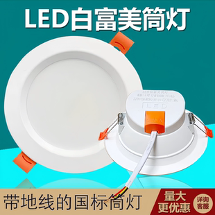 泰祥LED筒灯天花灯嵌入式白富美洞灯客厅吊顶孔灯照明2.5寸白光