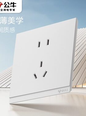 公牛G67暮雪白色超薄磨砂哑光开关暗装PC款面板五孔插座一开16a
