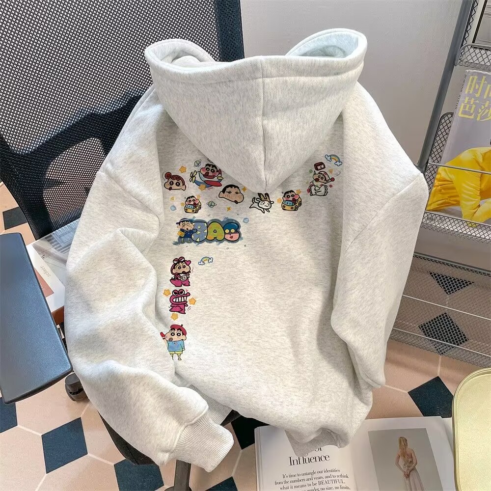 美式卡通趣味连帽卫衣女秋冬宽松