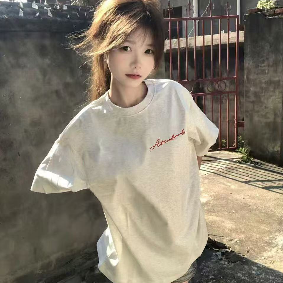 oversize美式复古短袖t恤女夏季图片