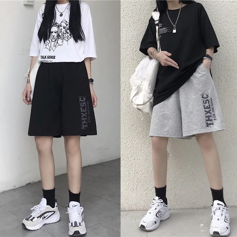 五分工装短裤女宽松2024年新款夏季薄款高腰5分休闲运动中裤潮ins