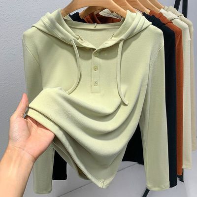 德绒连帽打底衫女2024新款秋冬磨