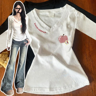 甜辣妹chic美式纯棉长袖T恤女秋