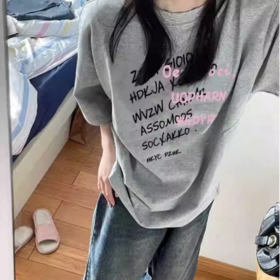 纯棉美式潮牌字母短袖t恤女夏季