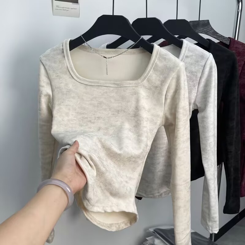 内搭打底衫双面德绒长袖上衣女秋