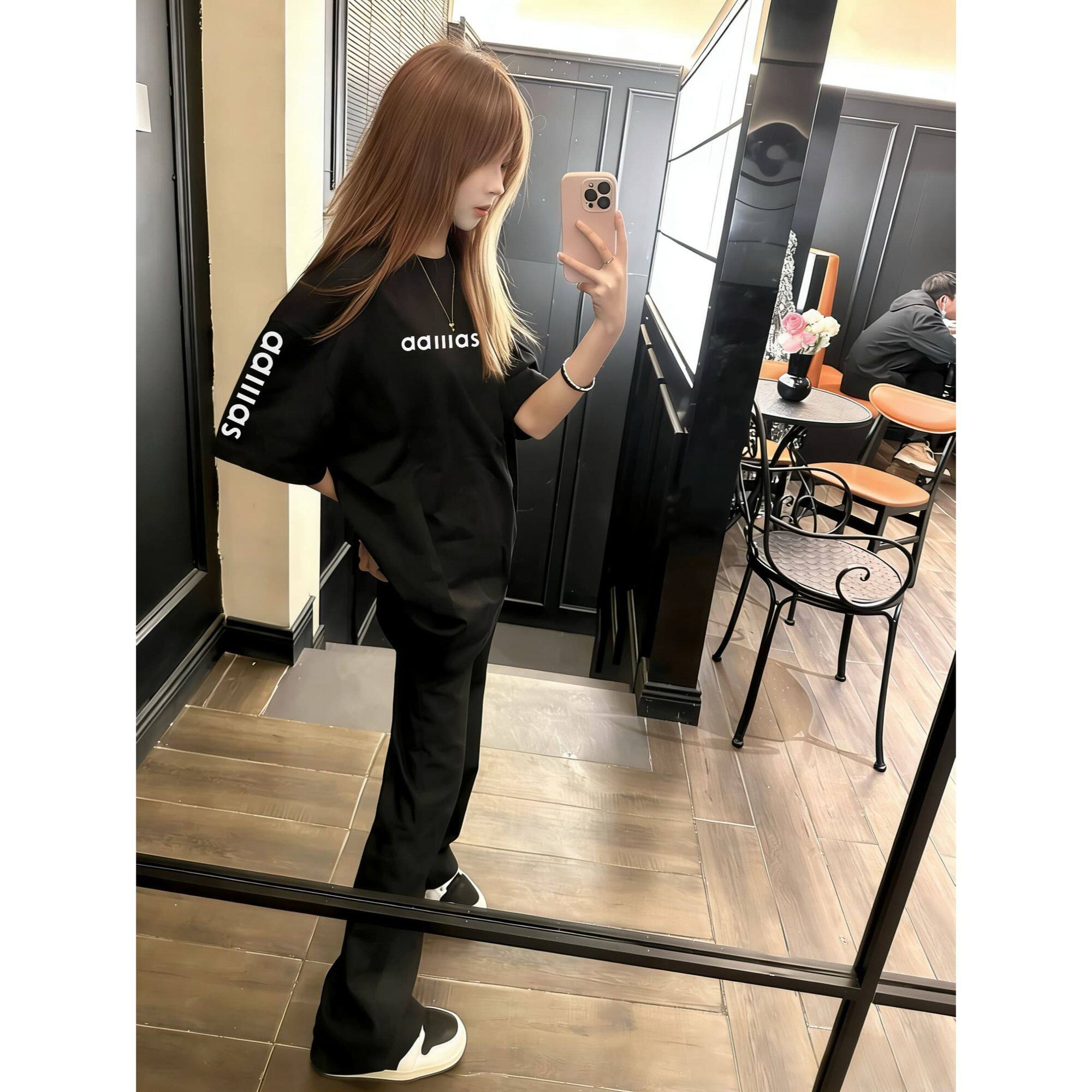 重磅简约高级感短袖t恤男女ins宽松韩版慵懒BF美式情侣半袖上衣潮