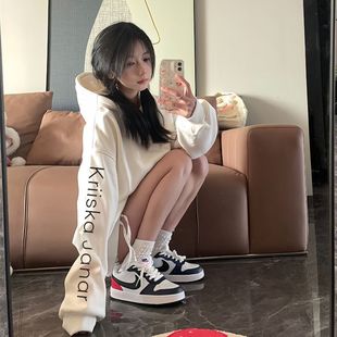 外套 帽衫 国潮牌美式 高街字母印花连帽卫衣男女百搭加绒宽松情侣装