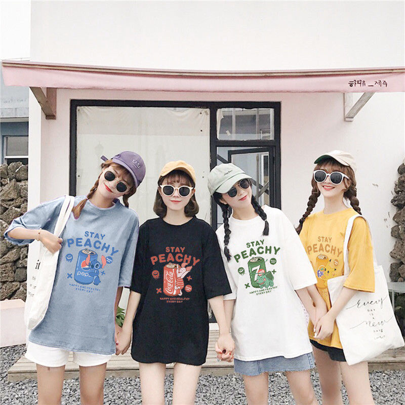 短袖t恤女薄款四人姐妹装网红