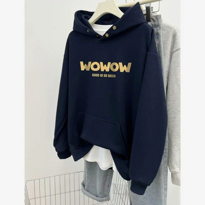 美式纽扣连帽卫衣男女秋冬潮牌重