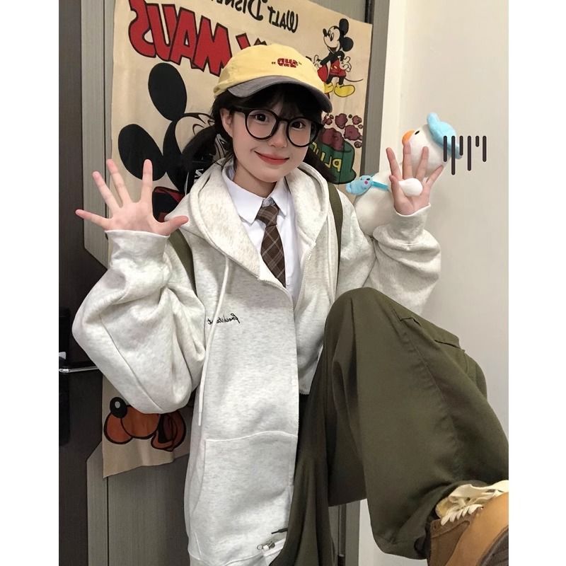 100%纯棉韩系校园风秋冬加绒外套