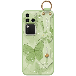 浅绿金箔蝶适用于vivos18手机壳S18Pro新款s17清新s17pro蝴蝶s16女款s16pro硅胶s15腕带s15e超薄s12保护套