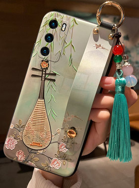 琵琶花鸟适用于华为p40手机壳p40pro时尚p50中国风p30pro古风流苏p20女款mate40/30腕带nova10/9支架保护壳