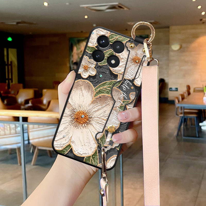 红米k70油画斜挎挂绳硅胶手机壳