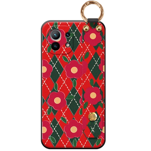 菱格绿花适用于小米11手机壳11pro时尚ultra复古10丝巾至尊版女10s腕带青春新品9个性9pro网红款保护壳