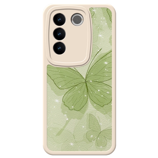 浅绿金箔蝴蝶适用于vivos16手机壳S16Pro高级感s12新款s12pro小羊皮s10时尚女款s9硅胶镜头全包防摔保护套