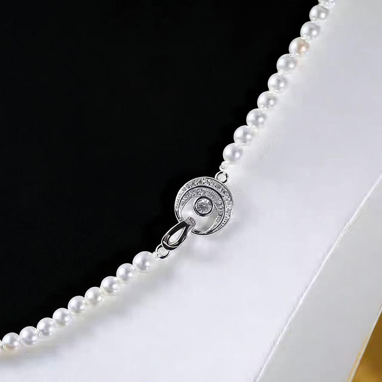 18k金保色珍珠项链扣镶锆月亮环形吊坠手链项链diy珠宝配件