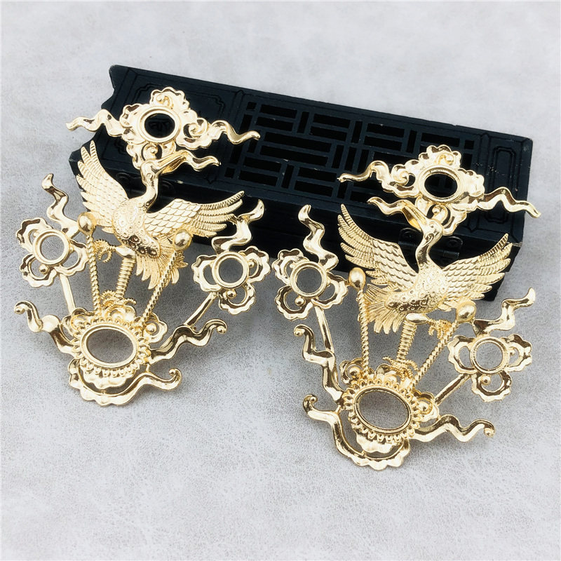 合金双鹤祥云古风发簪发冠簪子diy饰品配件步摇汉服自制手工材料