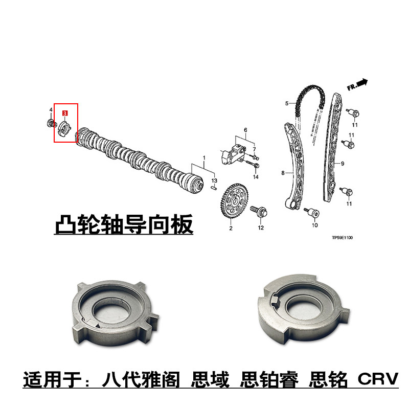 适配八代雅阁思域思铂睿思铭CRV发动机凸轮轴导向板定位块信号齿