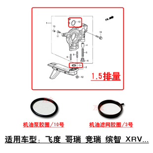 适用飞度哥瑞竞瑞缤智XRV发动机机油泵机油滤网接口密封胶圈衬垫