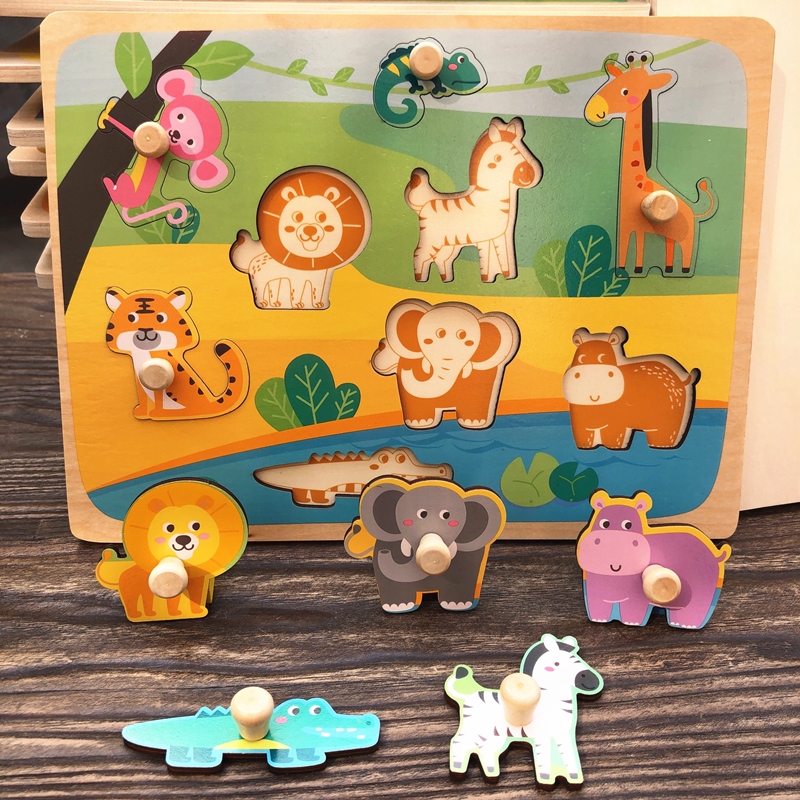 早教益智力玩具形状认知木质拼图