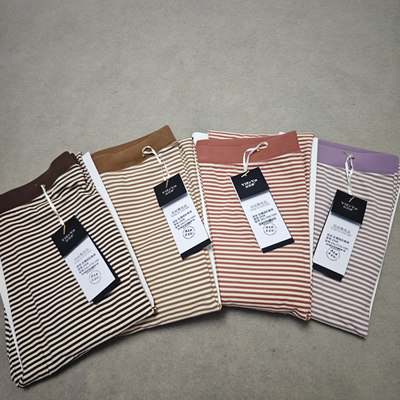 怡而雅2508女条纹德绒聚酯纤维发热保暖时尚弹力秋裤线裤打底外穿